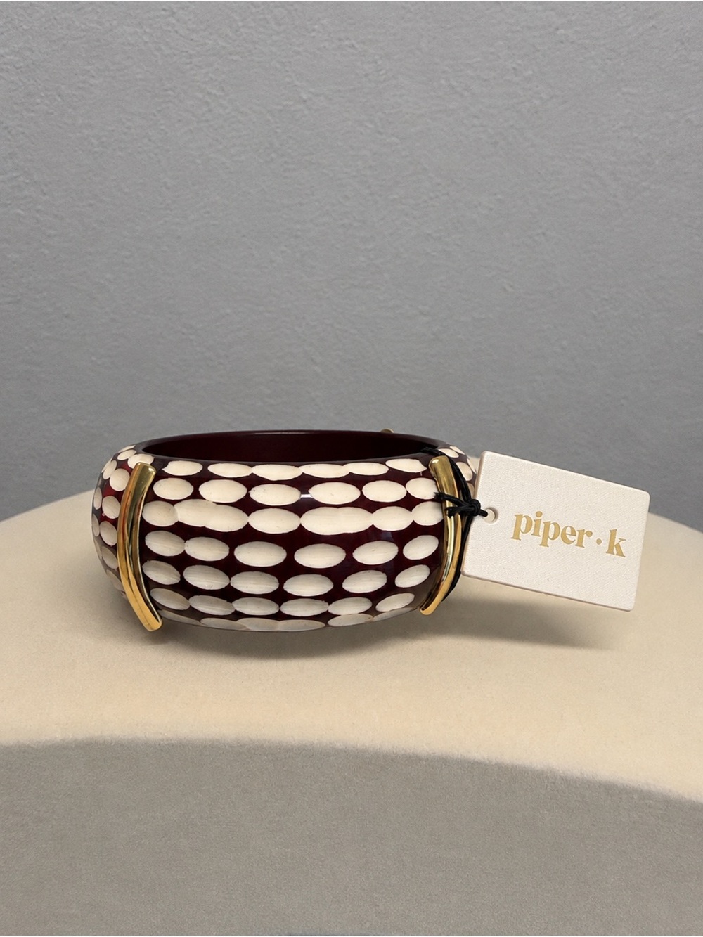 Piper K | Chunky Resin Spotted Bangle Bracelet w/Gold Tone Accents